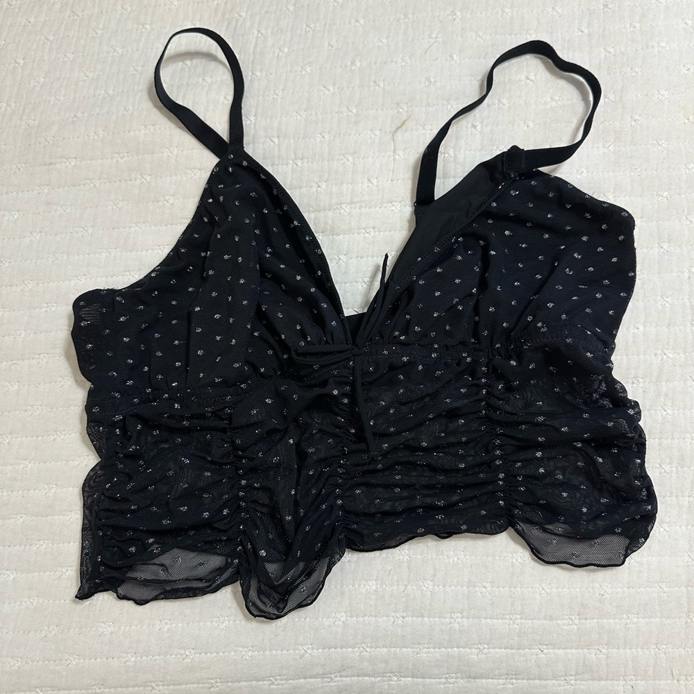 Black Shimmer Dot Bralette Top